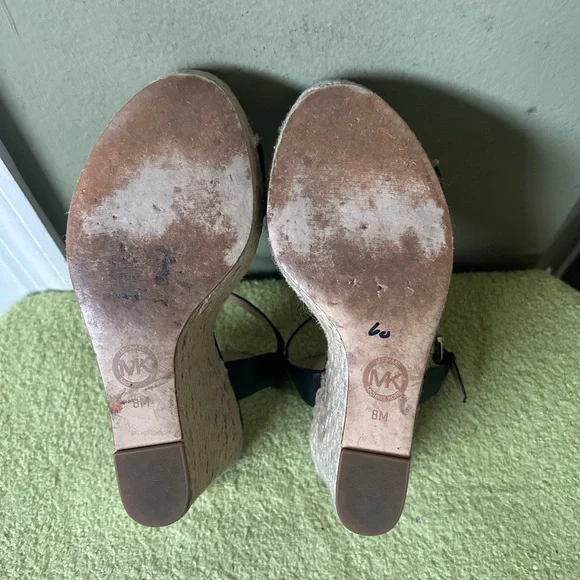 Michael Kors Black Espadrille Platform Wedge Sandals Heels - Picture 10 of 10